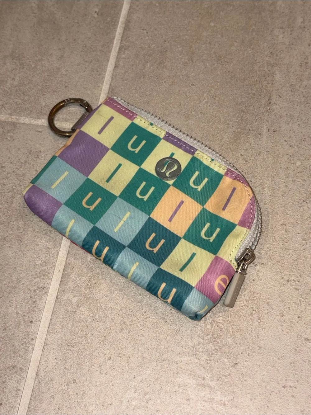Lululemon athletica Multicolor Checker Coin Pouch • clippable mini wallet